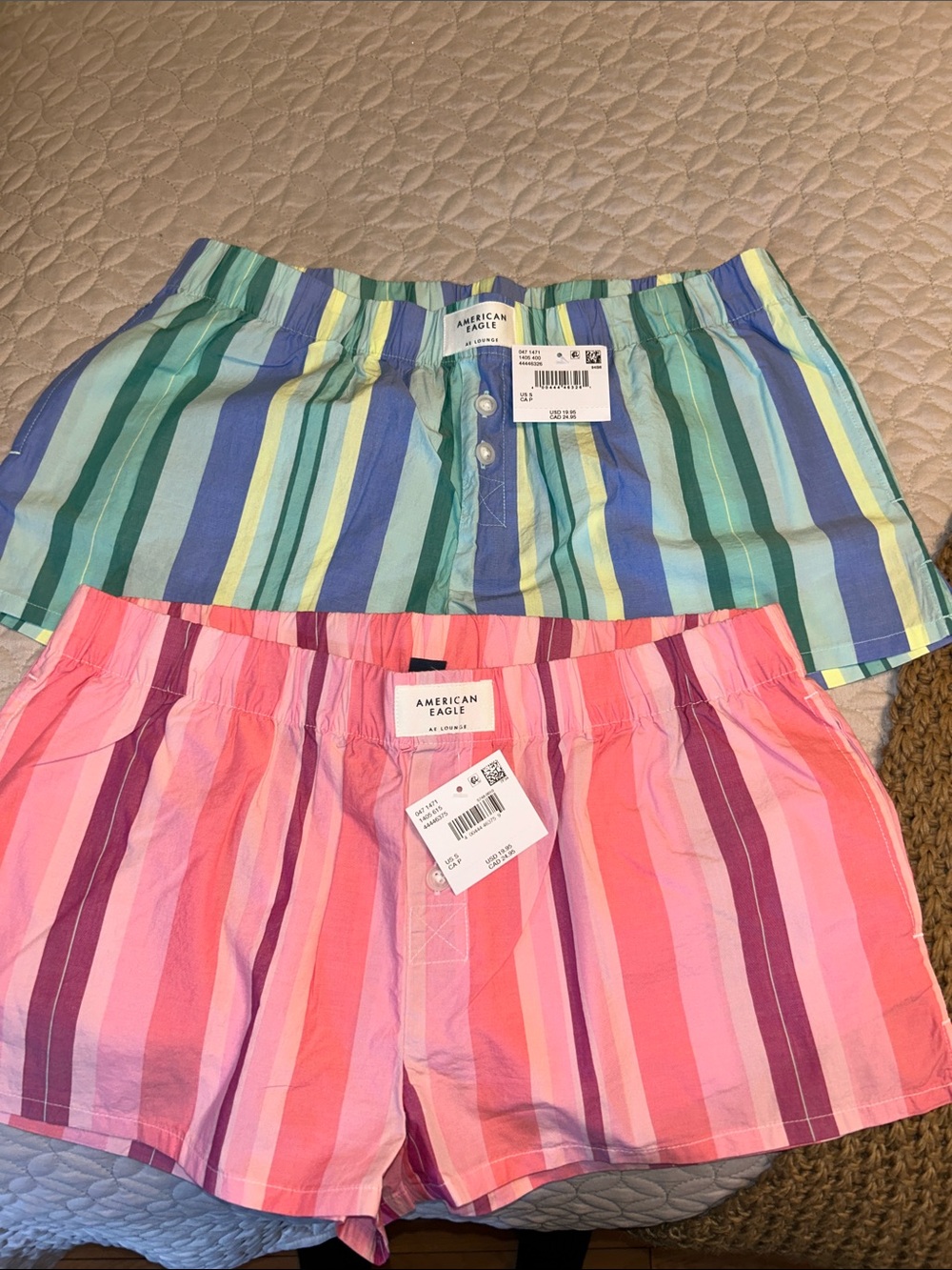 American Eagle Outfitters Kids' Striped Cotton Shorts - Pink & Blue